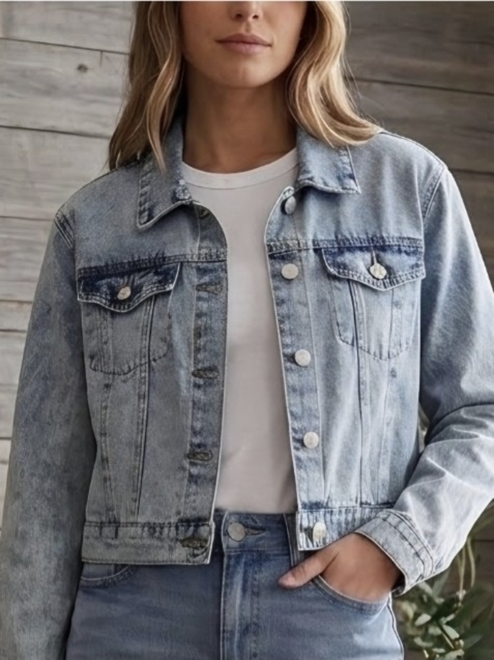 Ci Sono Classic Light Wash Denim Jacket - Light Blue